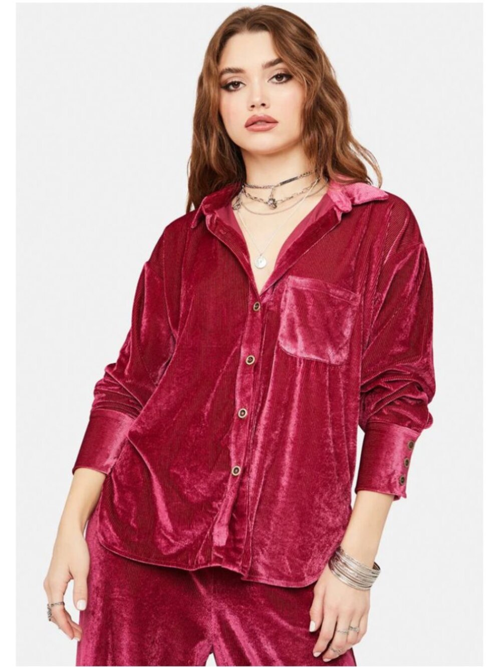 Free people Kit Kat velvet button down TOP (no bottom)